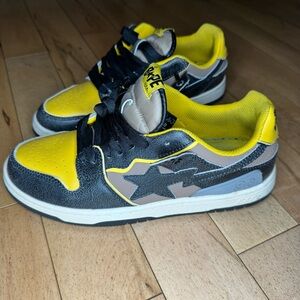 Bape Sk8 Sta Sneakers Leather Crack & Brush‎ Finish Men’s 10